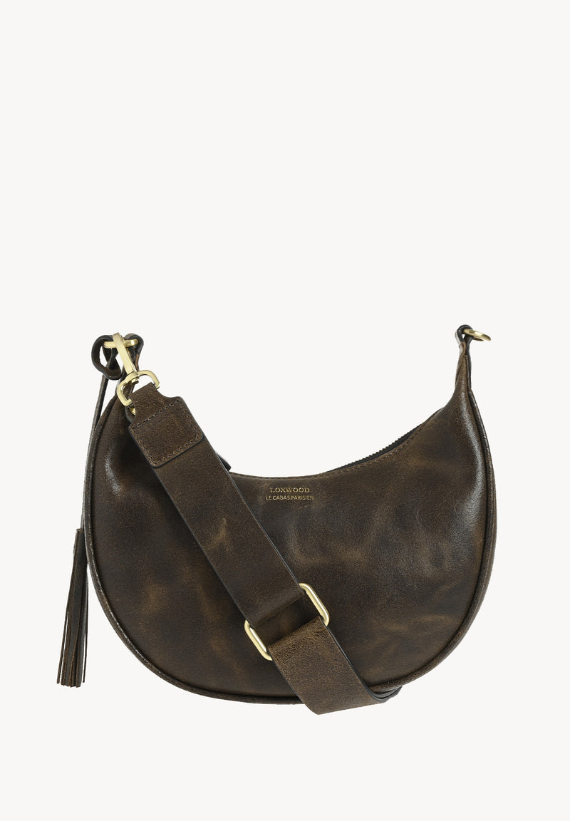 ALBANE - Sac demi lune cuir vintage