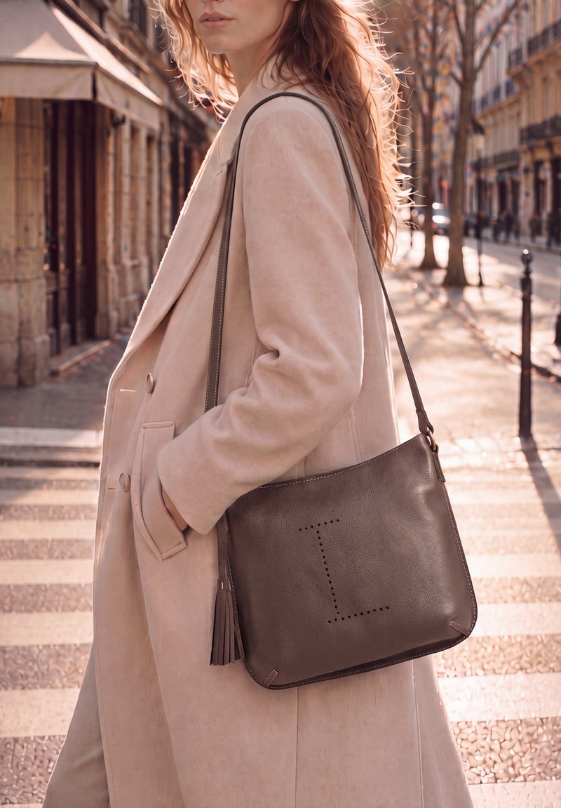 CELIA L - Grained leather shoulder bag