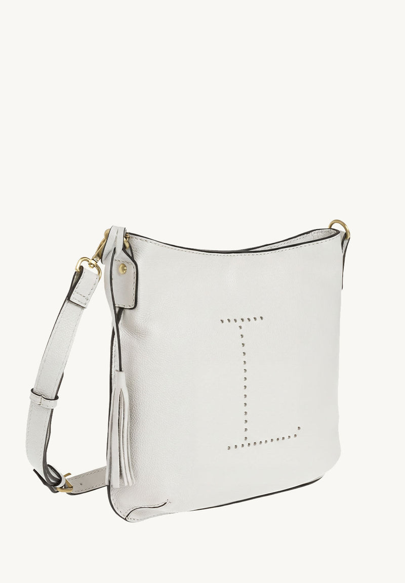 CELIA L - Sac besace en cuir grainé Craie