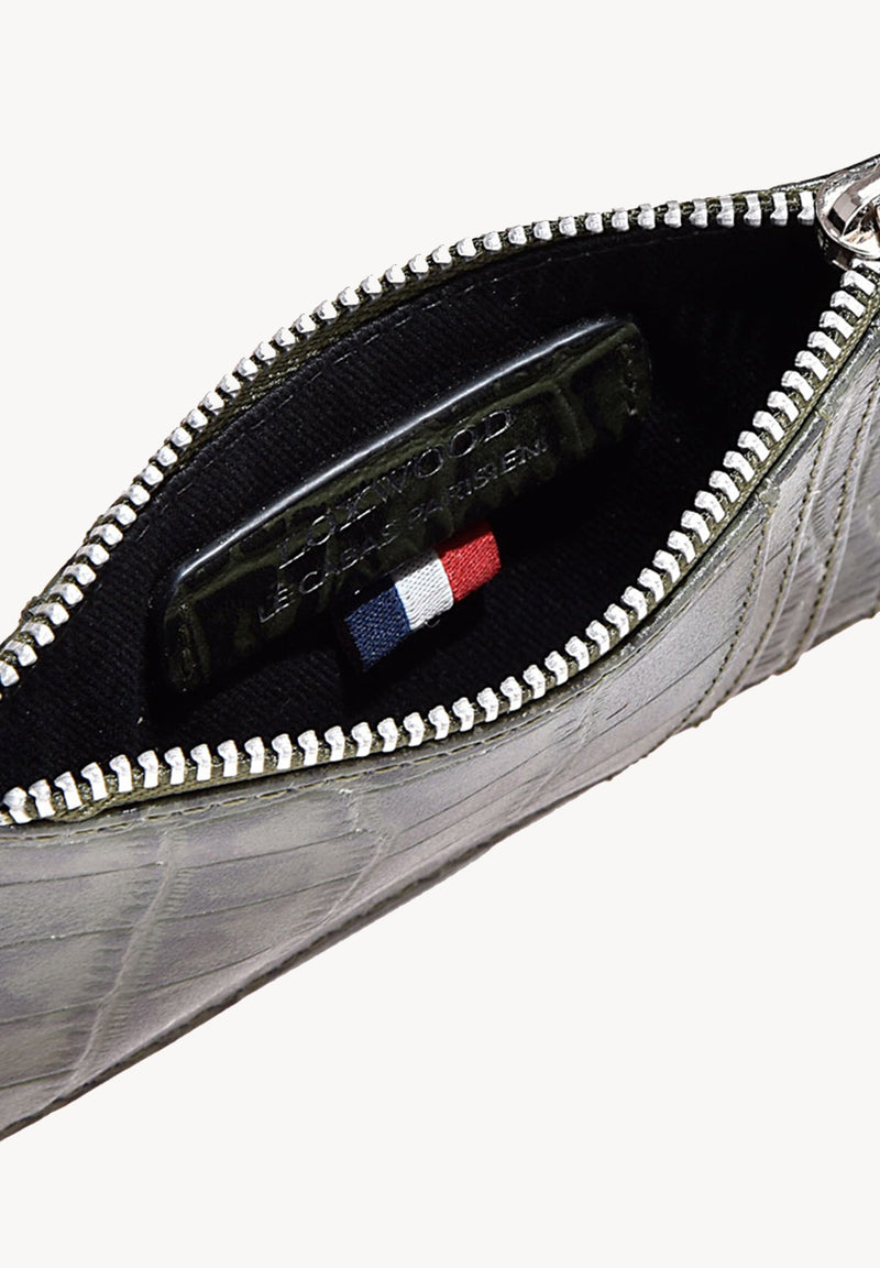 NOAH - Porte carte en cuir embossé croco
