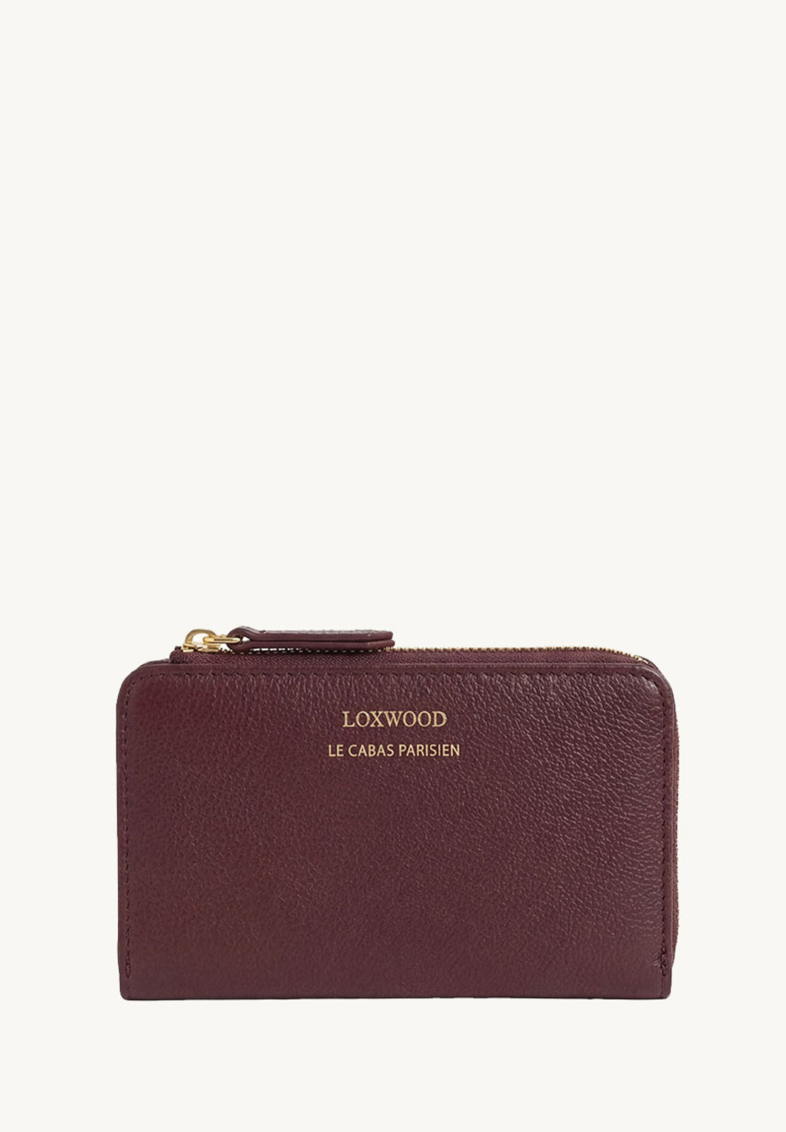 JONAH - Grained Leather Zip Wallet Burgundy