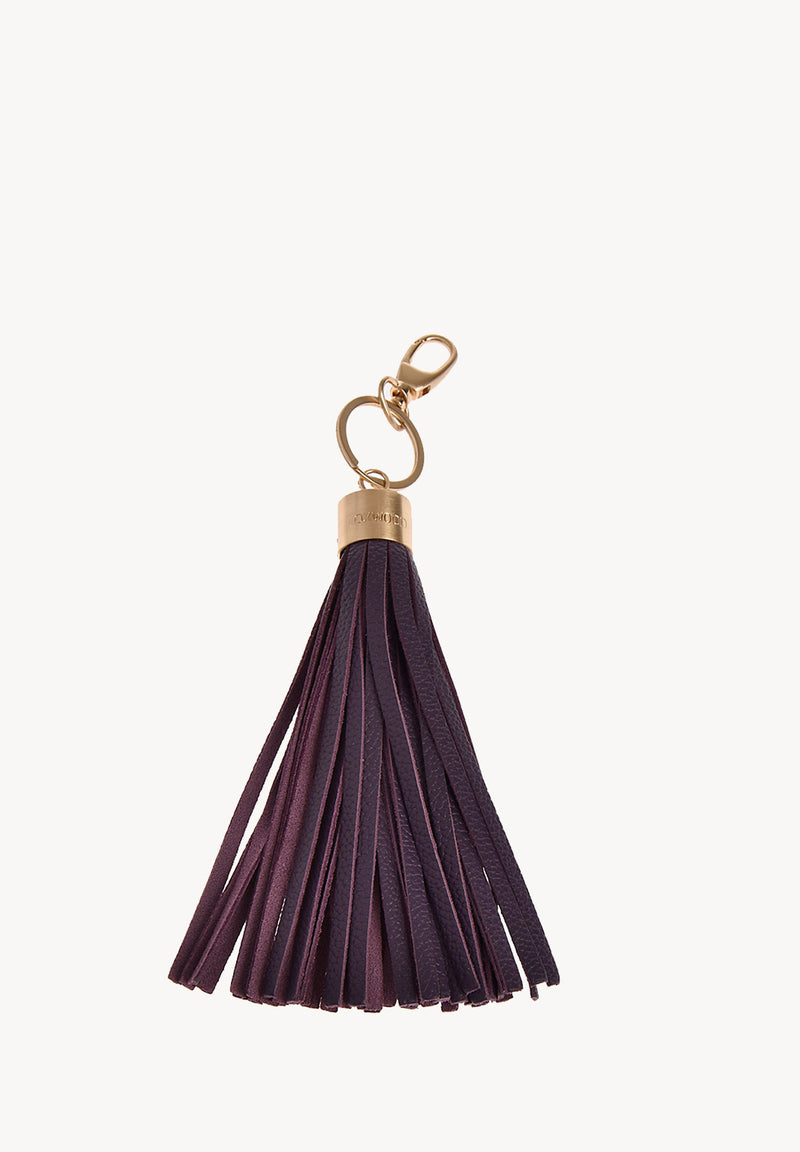 FORGET ME NOT - Grained leather pompom keyring