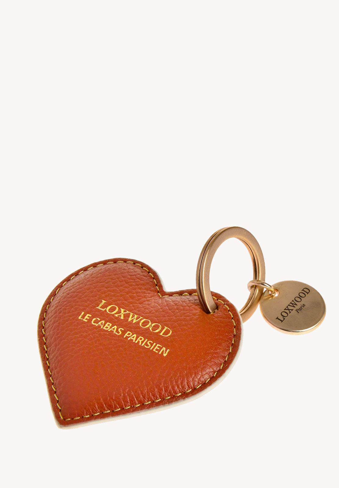 Porte-clés Cœur - Cuir grainé avec médaille