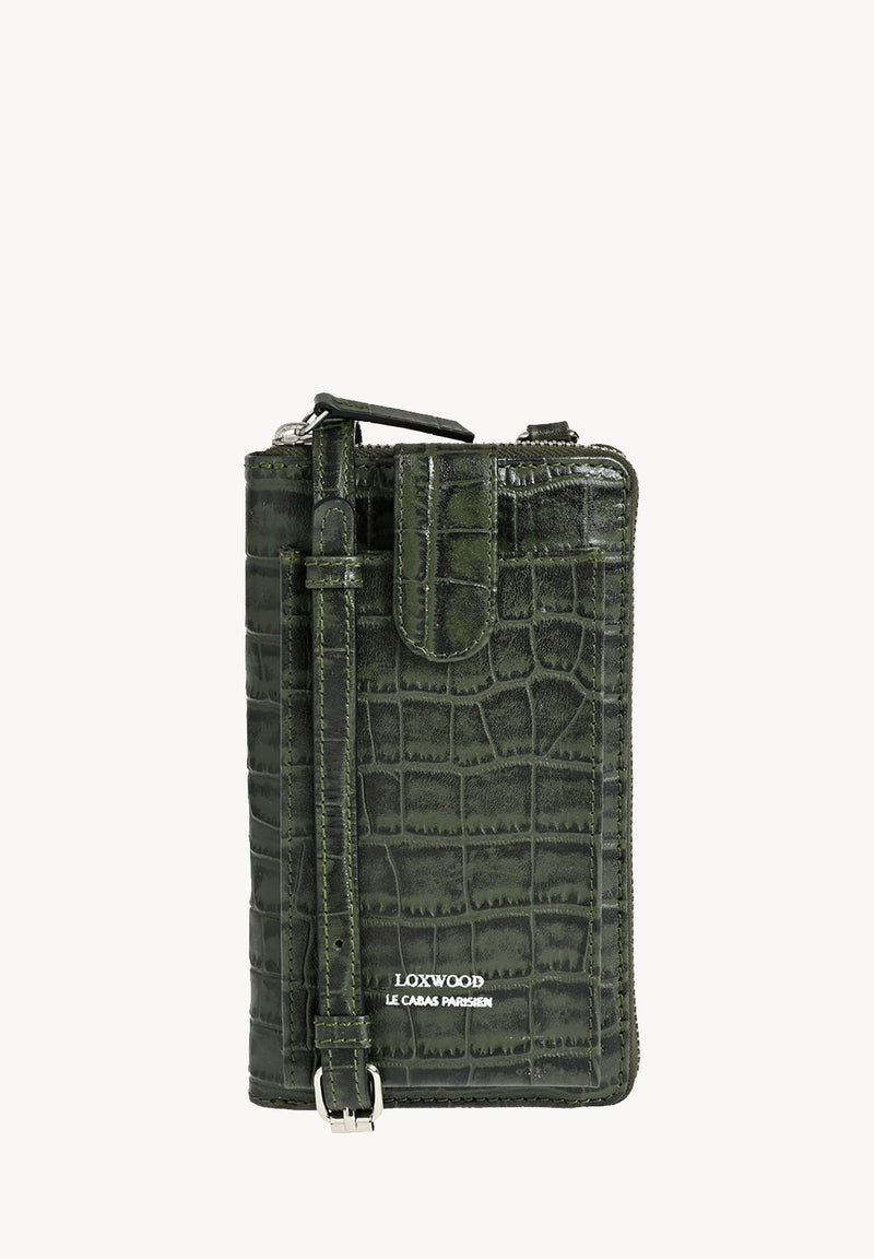 LIZ- Pochette téléphone en cuir embossé croco