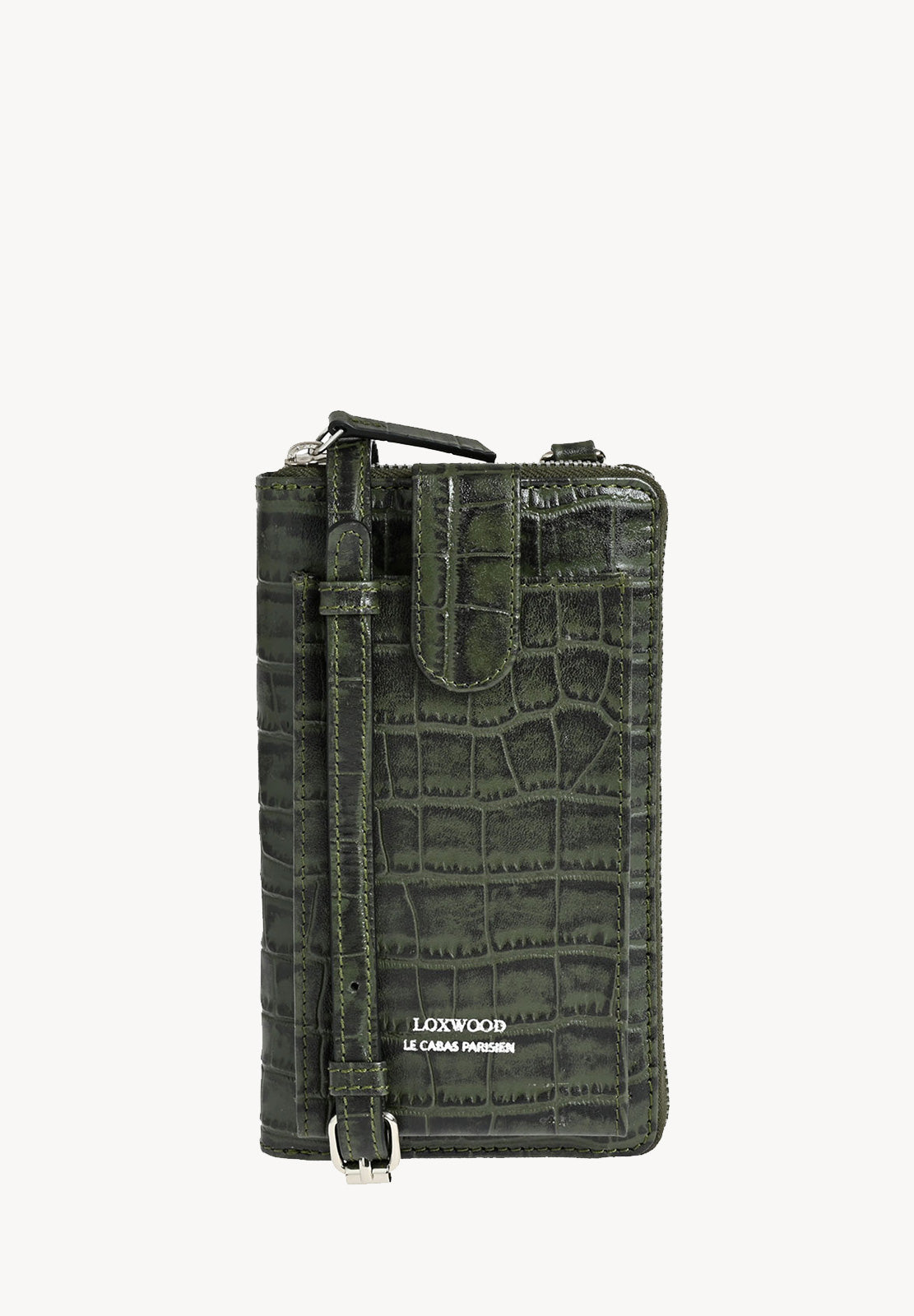 LIZ- Pochette téléphone en cuir embossé croco