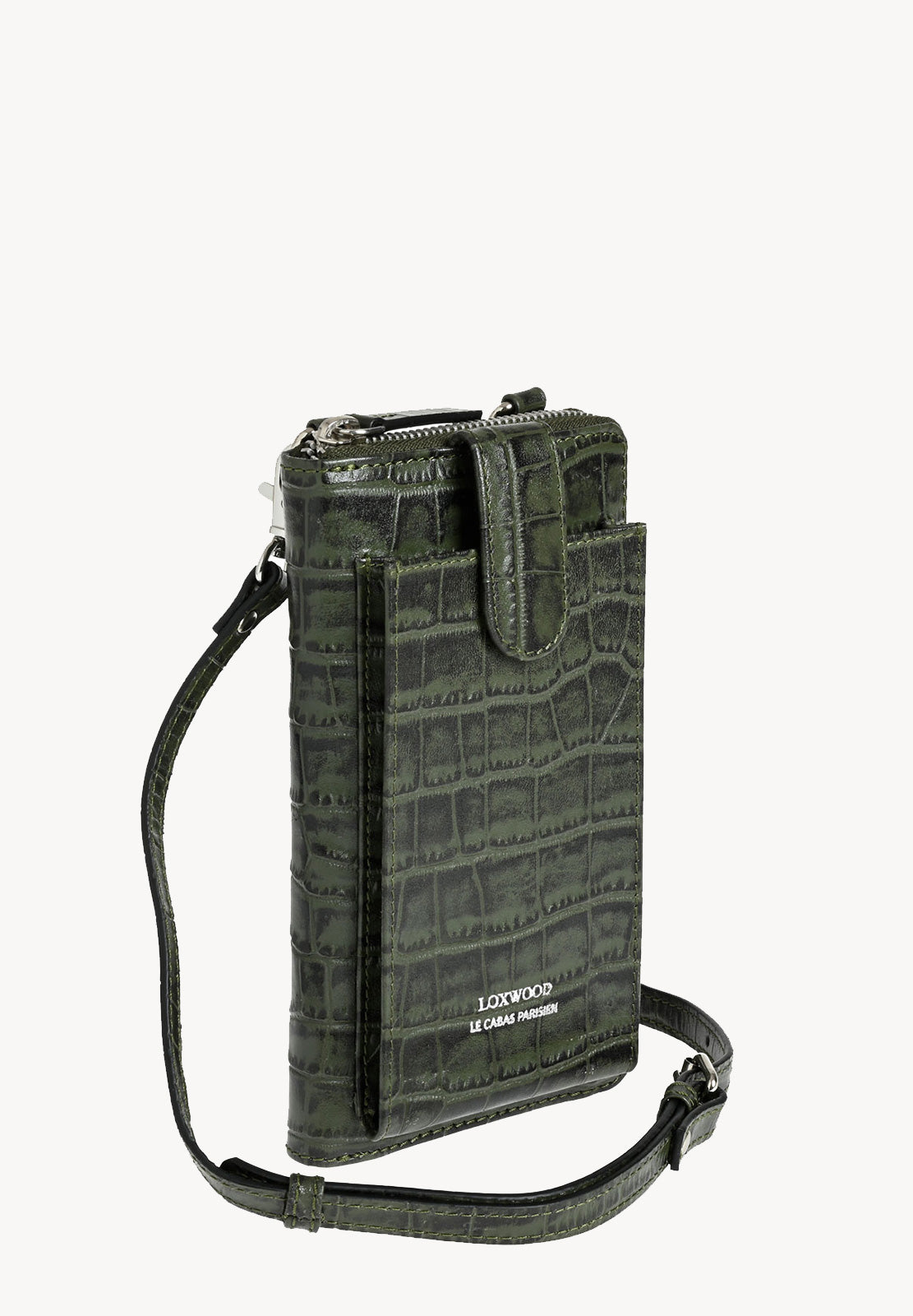 LIZ- Pochette téléphone en cuir embossé croco