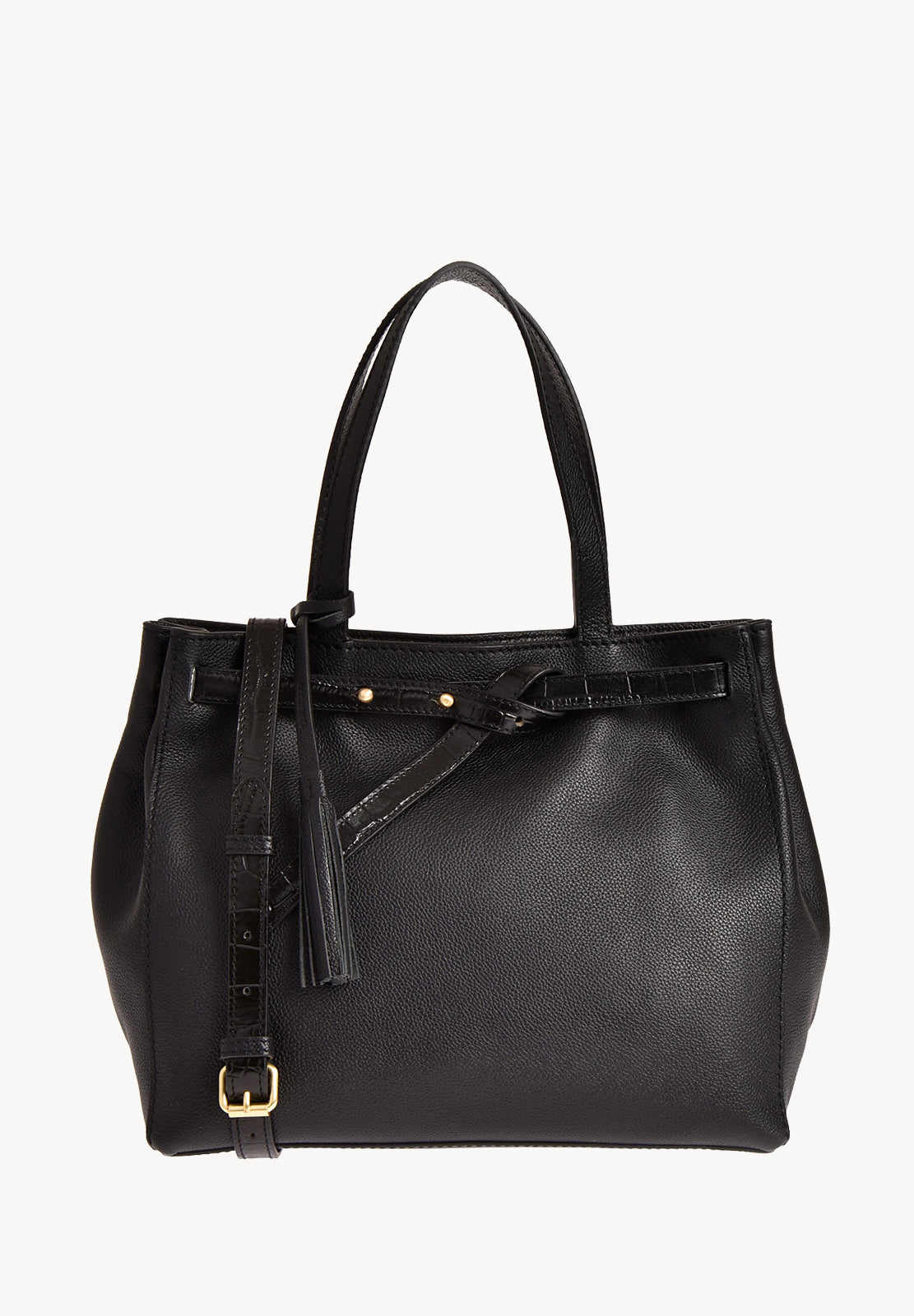 ARMANCE - Sac à main en cuir grainé et ceinture en cuir façon croco