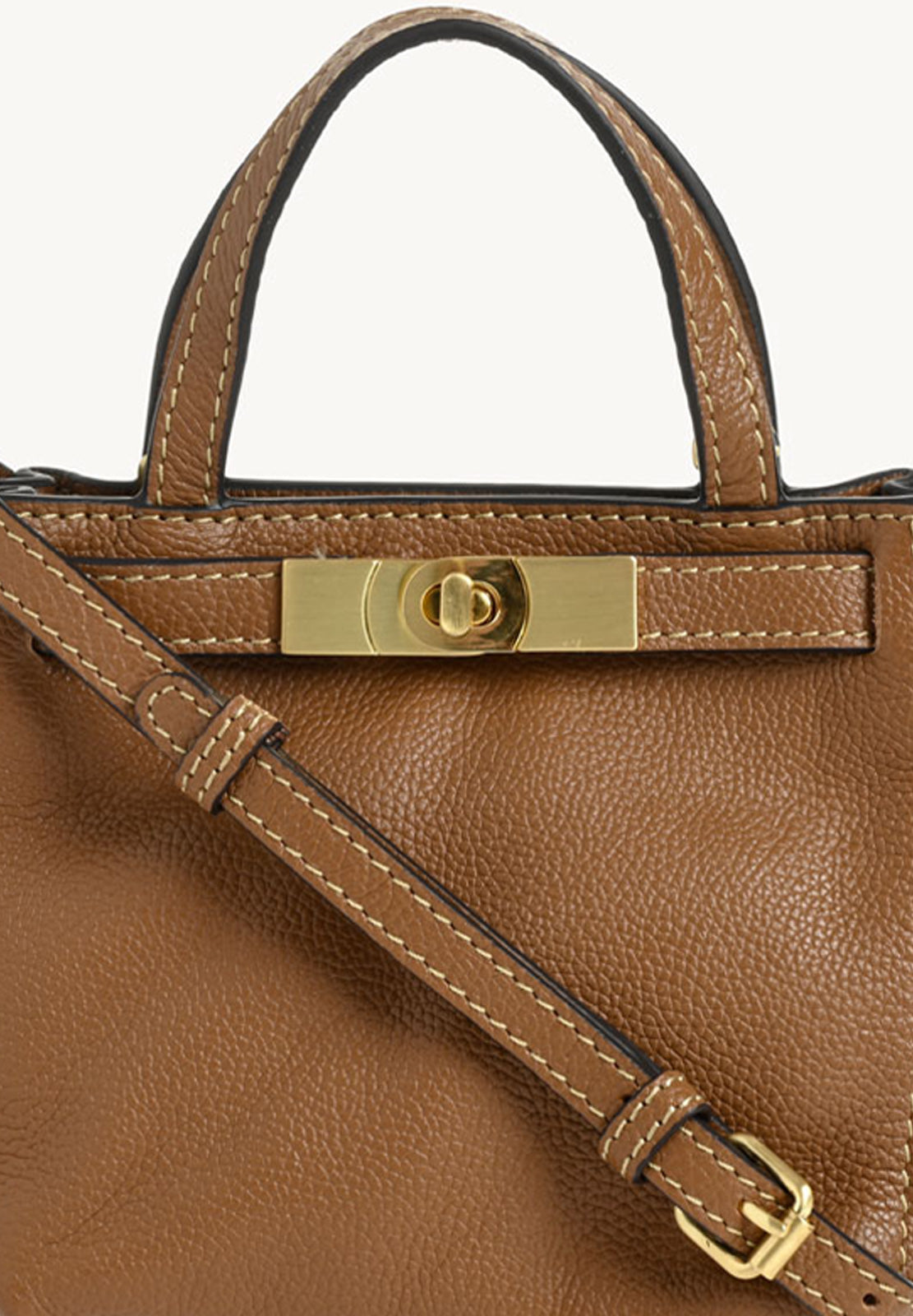 BABY NANOU - Mini crossover en cuir grainé couleur brandy