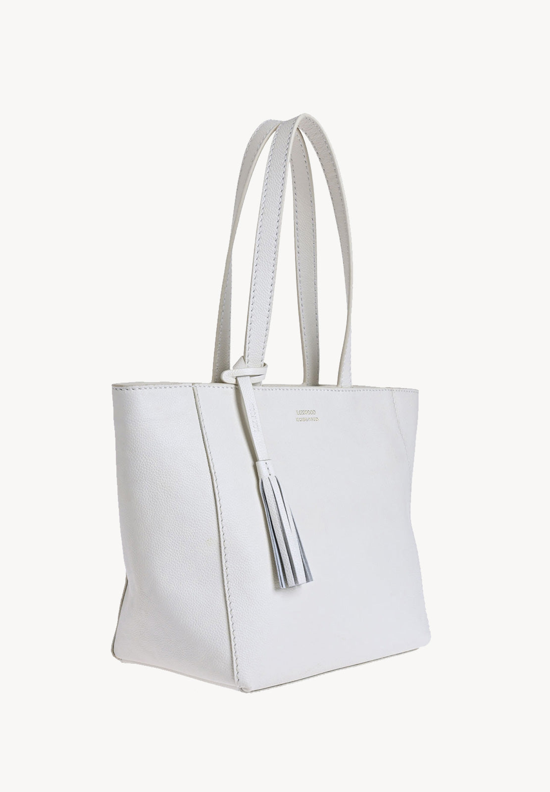 Cabas Parisien zippé en cuir grainé couleur Craie