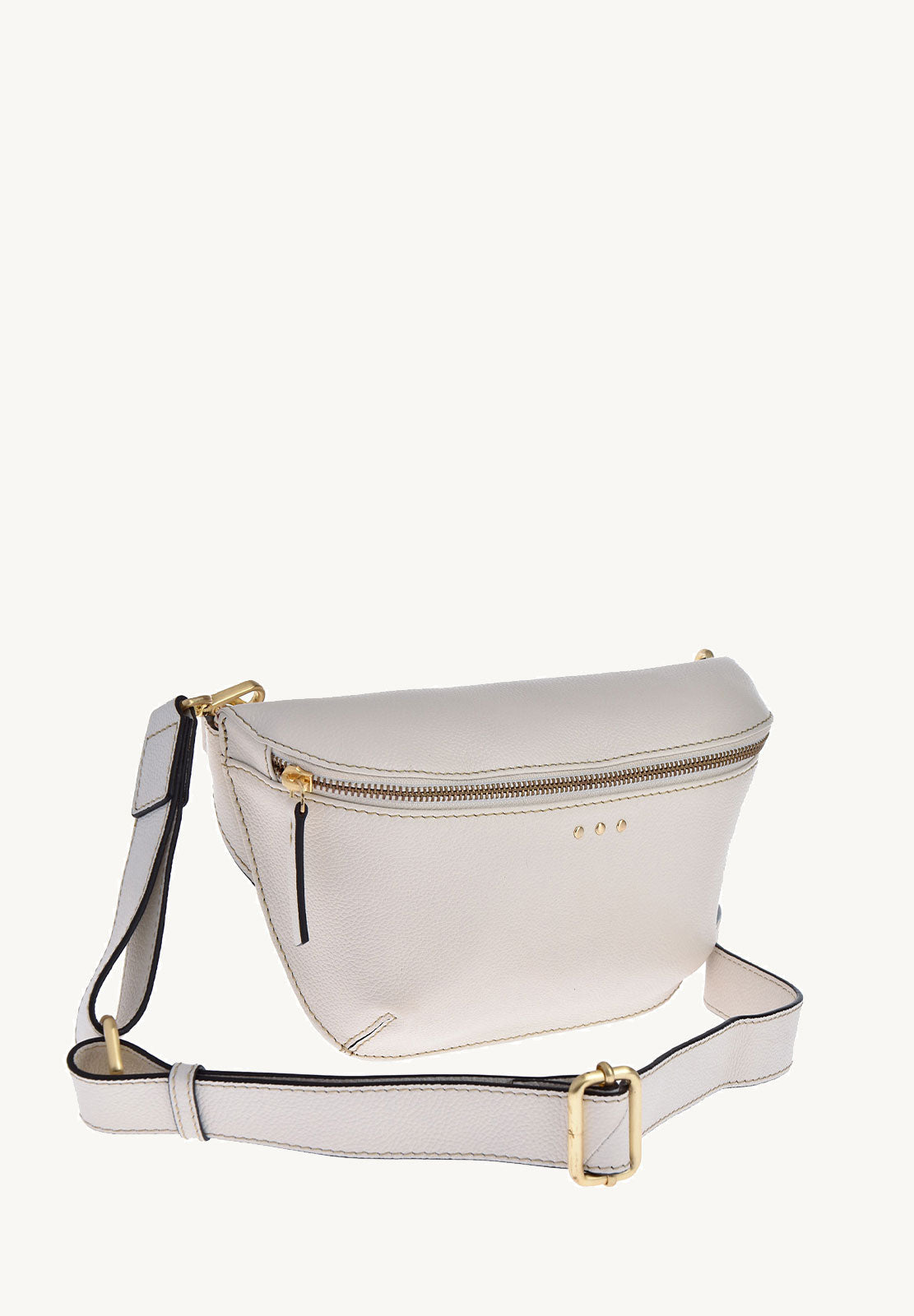 GAYA - Sac banane en cuir grainé couleur Craie