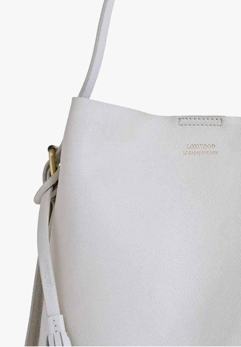 NAYA - Sac épaule en cuir grainé couleur craie