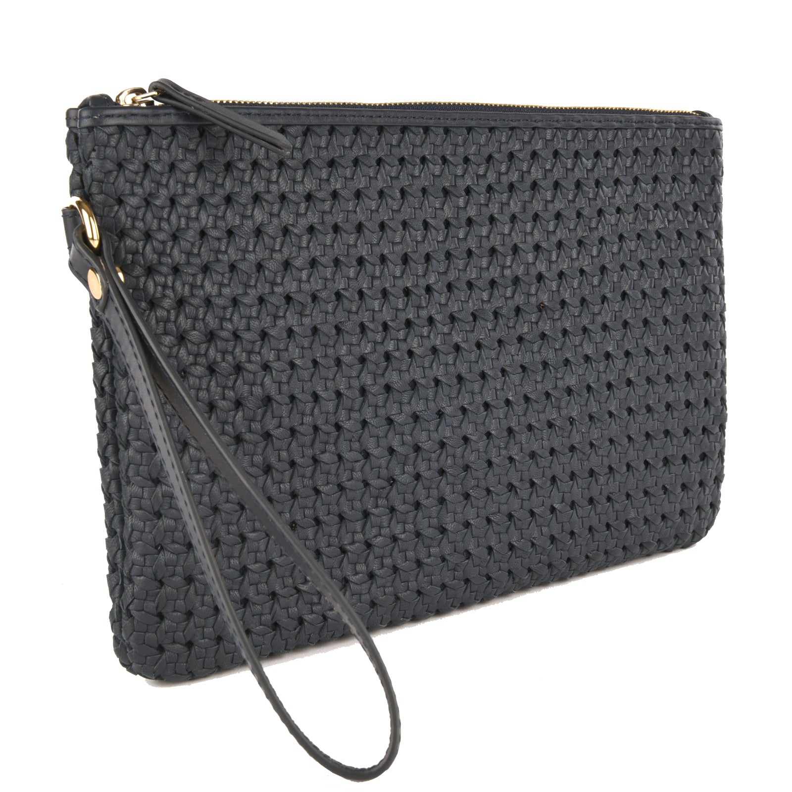 GARANCE - Pochette en cuir effet cannage