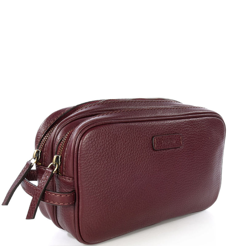 Trousse de toilette Double-zip - Cuir grainé