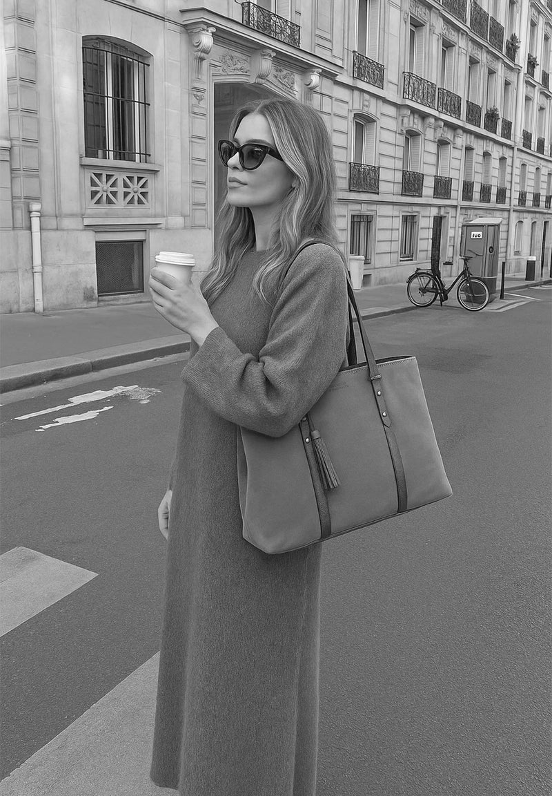 MILA - Large suede leather tote bag