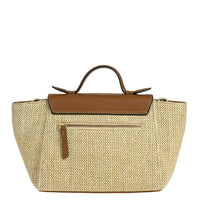 SASHA - Small bag with flap and handle in raffia and leather