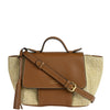 SASHA - Small bag with flap and handle in raffia and leather