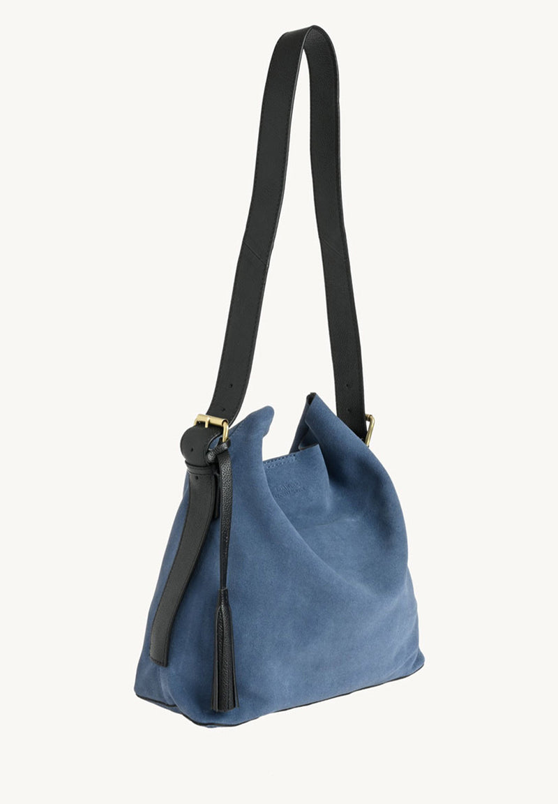 NAYA - Midnight Blue Suede Leather Shoulder Bag