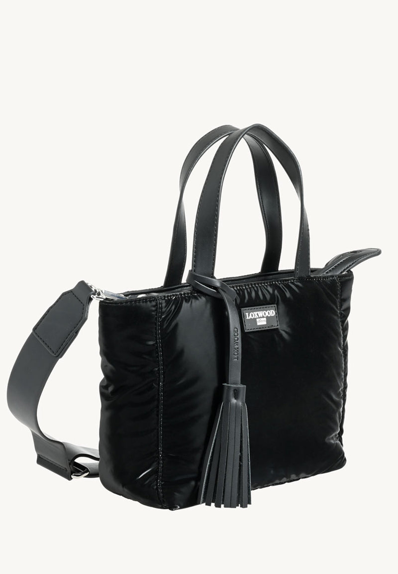 BABY CABAS - Mini cabas zippé effet DOUDOUNE en nylon noir