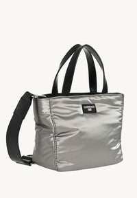 BABY CABAS - Mini cabas zippé effet DOUDOUNE en nylon Silver Profil