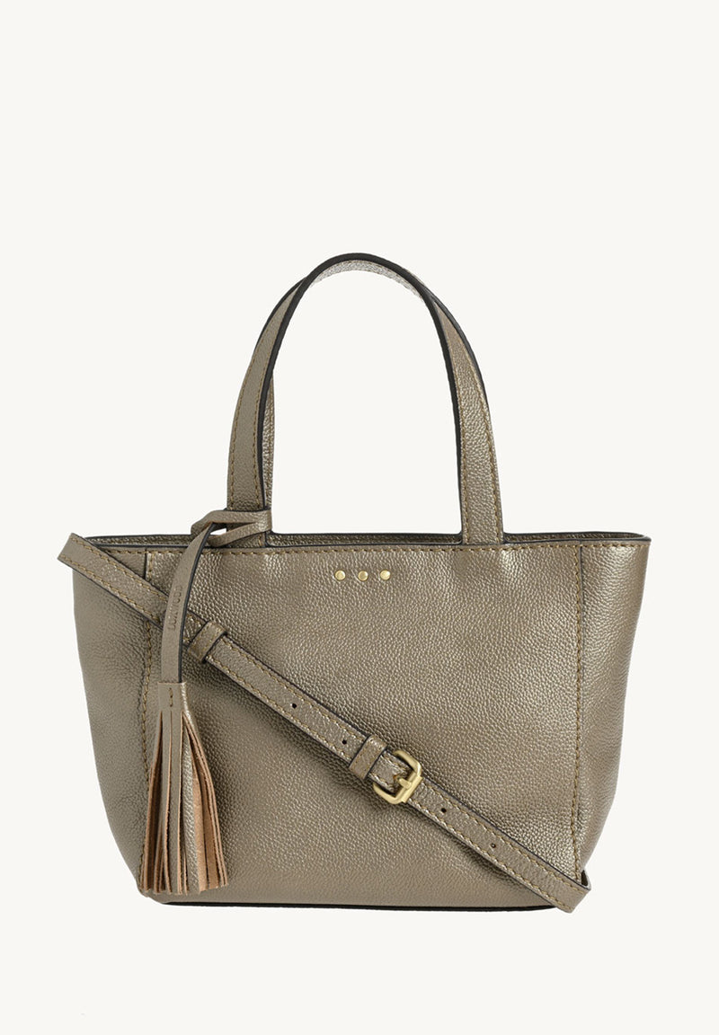 BABY CABAS - Petit crossover en cuir grainé Bronze