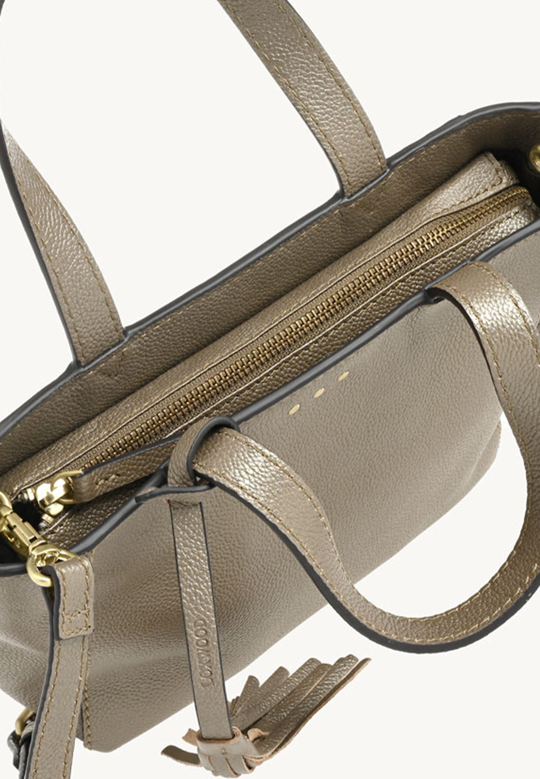 BABY CABAS - Petit crossover en cuir grainé Bronze