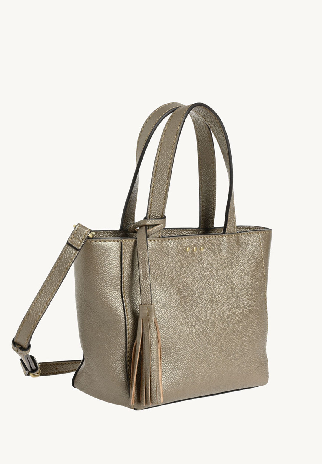 BABY CABAS - Petit crossover en cuir grainé Bronze