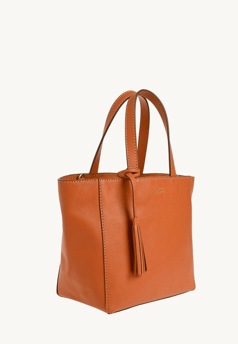 Orange grained leather Parisian Tote Bag