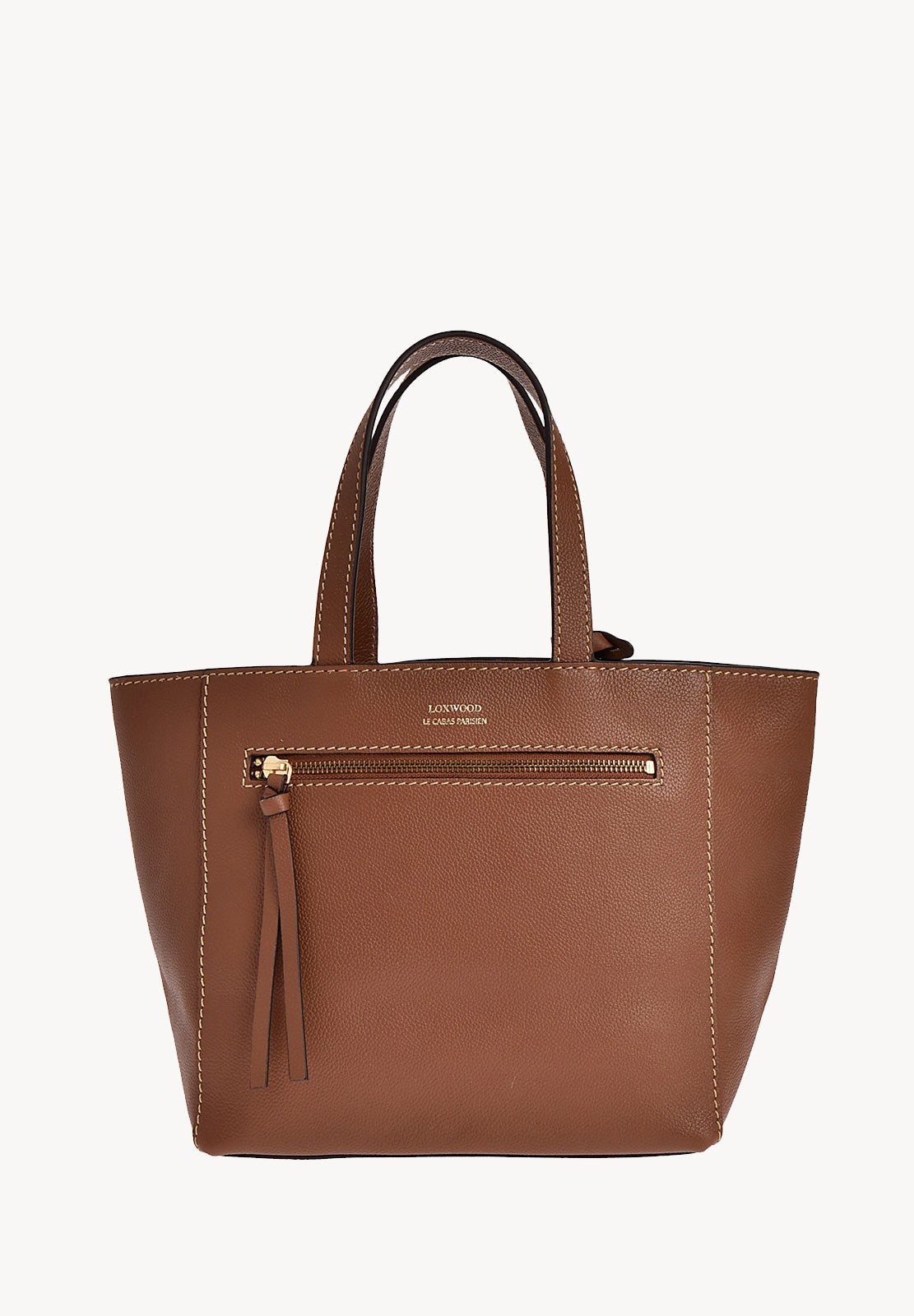 Small Parisian tote bag - Grained leather with perforated L