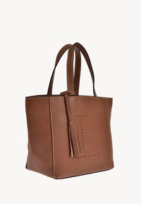 Small Parisian tote bag - Grained leather with perforated L
