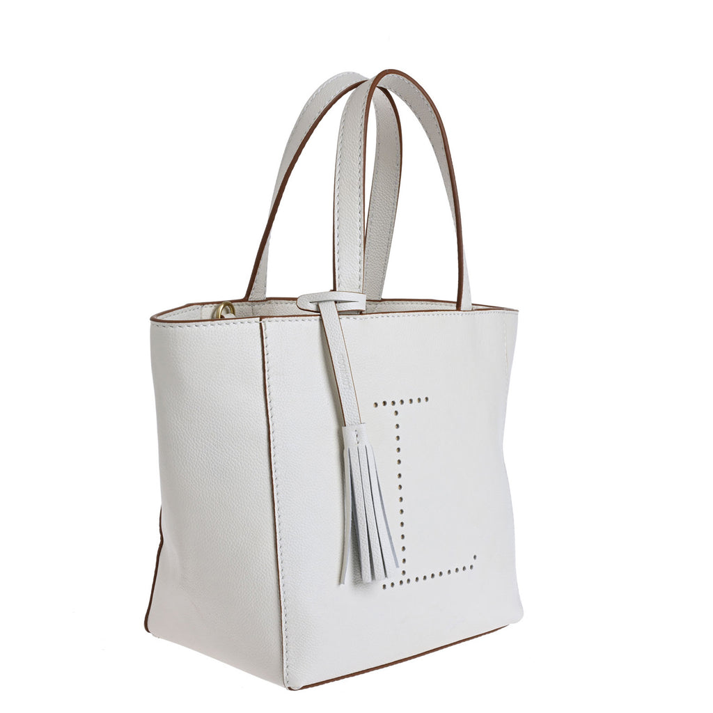 Small Parisian tote bag - Grained leather with perforated L