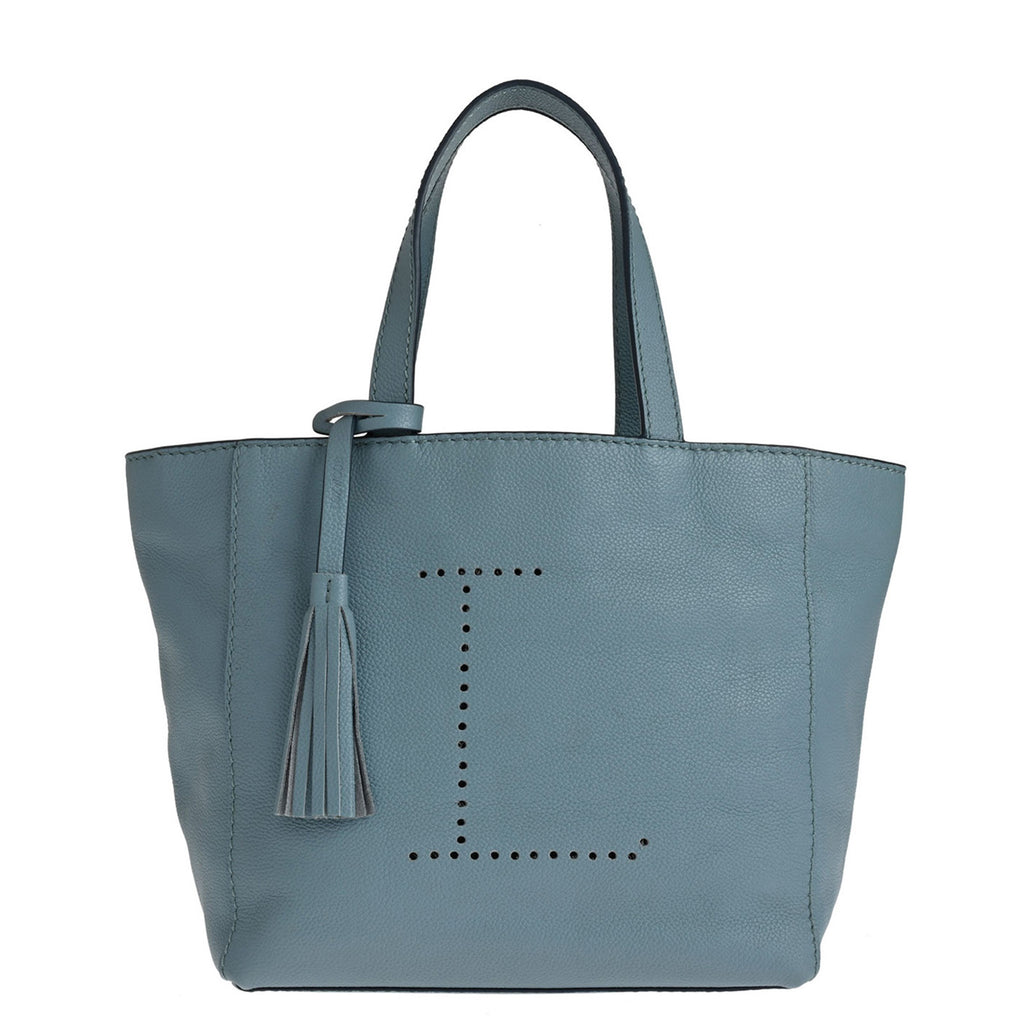 Small Parisian tote bag - Grained leather with perforated L