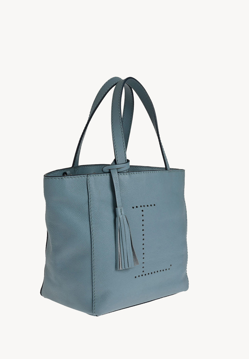 Petit cabas Parisien - Cuir grainé avec L perforé