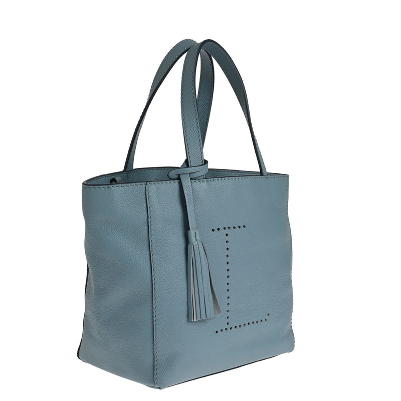 Small Parisian tote bag - Grained leather with perforated L