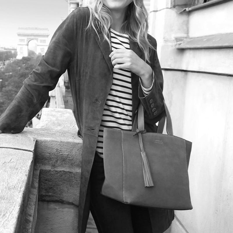 PARISIAN CABAS Small - Suede leather