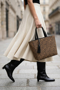 Parisian Tote Bag Suede Leopard