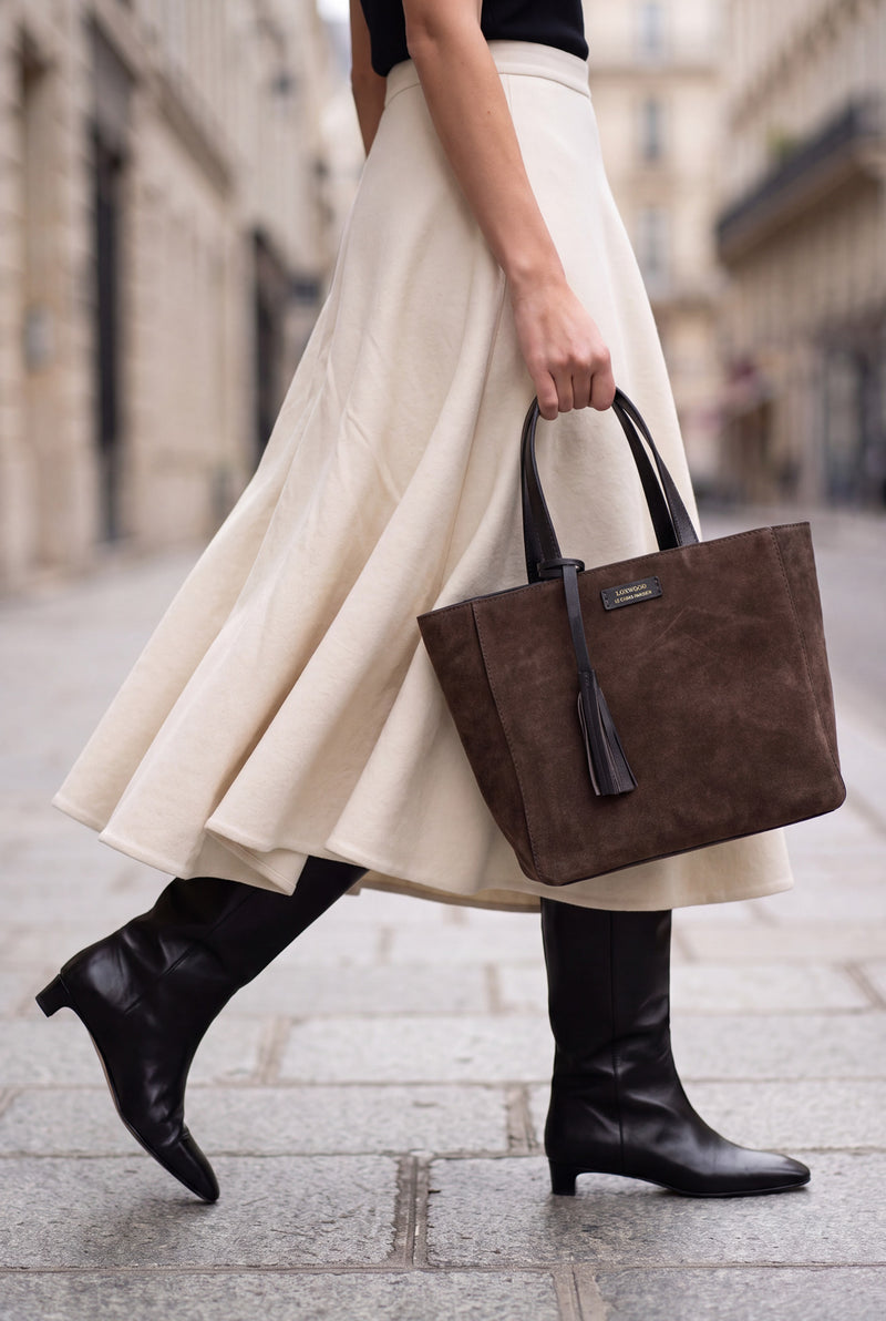 Cabas Parisien en cuir velours
