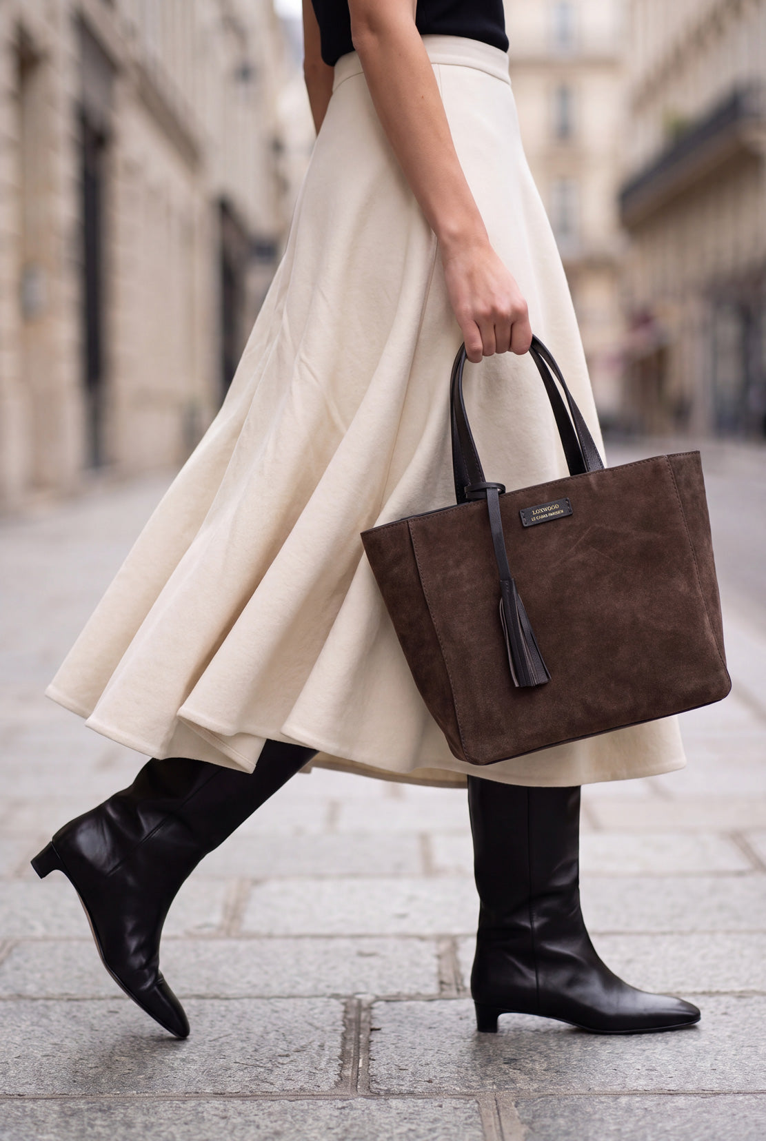 Cabas Parisien en cuir velours