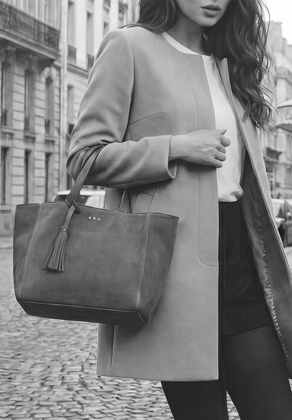 Small PARISIAN SHOPPING BAG - Suede leather