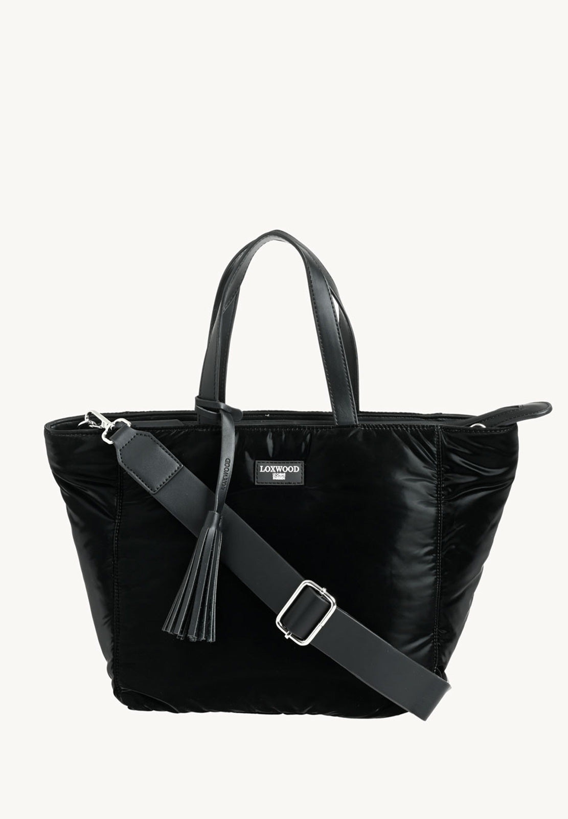 Small ZIPPER tote bag with shoulder strap - DOWN JACKET effect in nylon