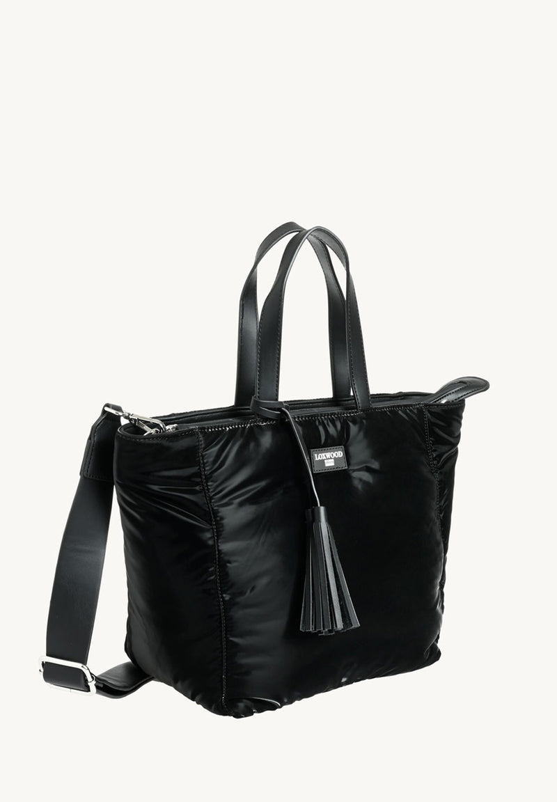 Small ZIPPER tote bag with shoulder strap - DOWN JACKET effect in nylon