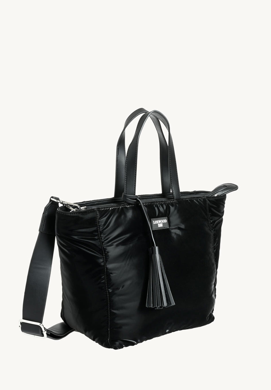 Small ZIPPER tote bag with shoulder strap - DOWN JACKET effect in nylon