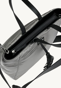 Small ZIPPER tote bag with shoulder strap - DOWN JACKET effect in nylon