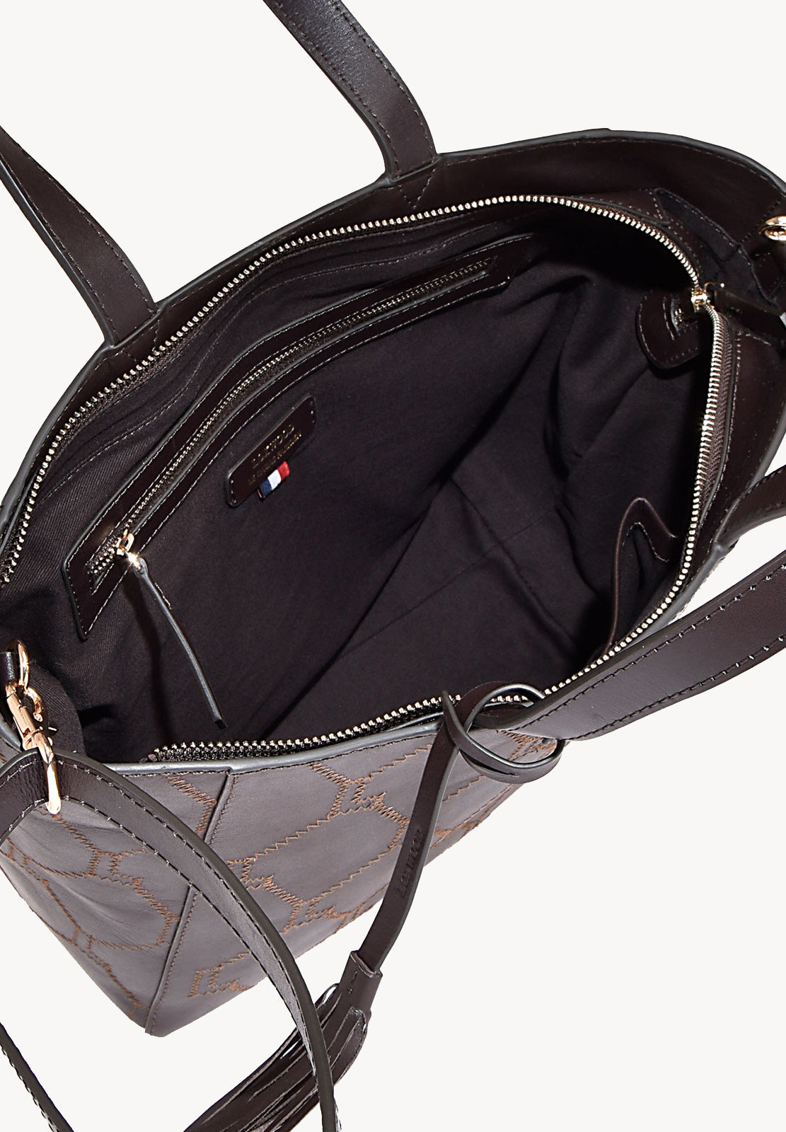 Petit cabas PARISIEN zippé signature - Cuir brodé
