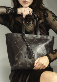 Petit cabas PARISIEN zippé signature - Cuir brodé