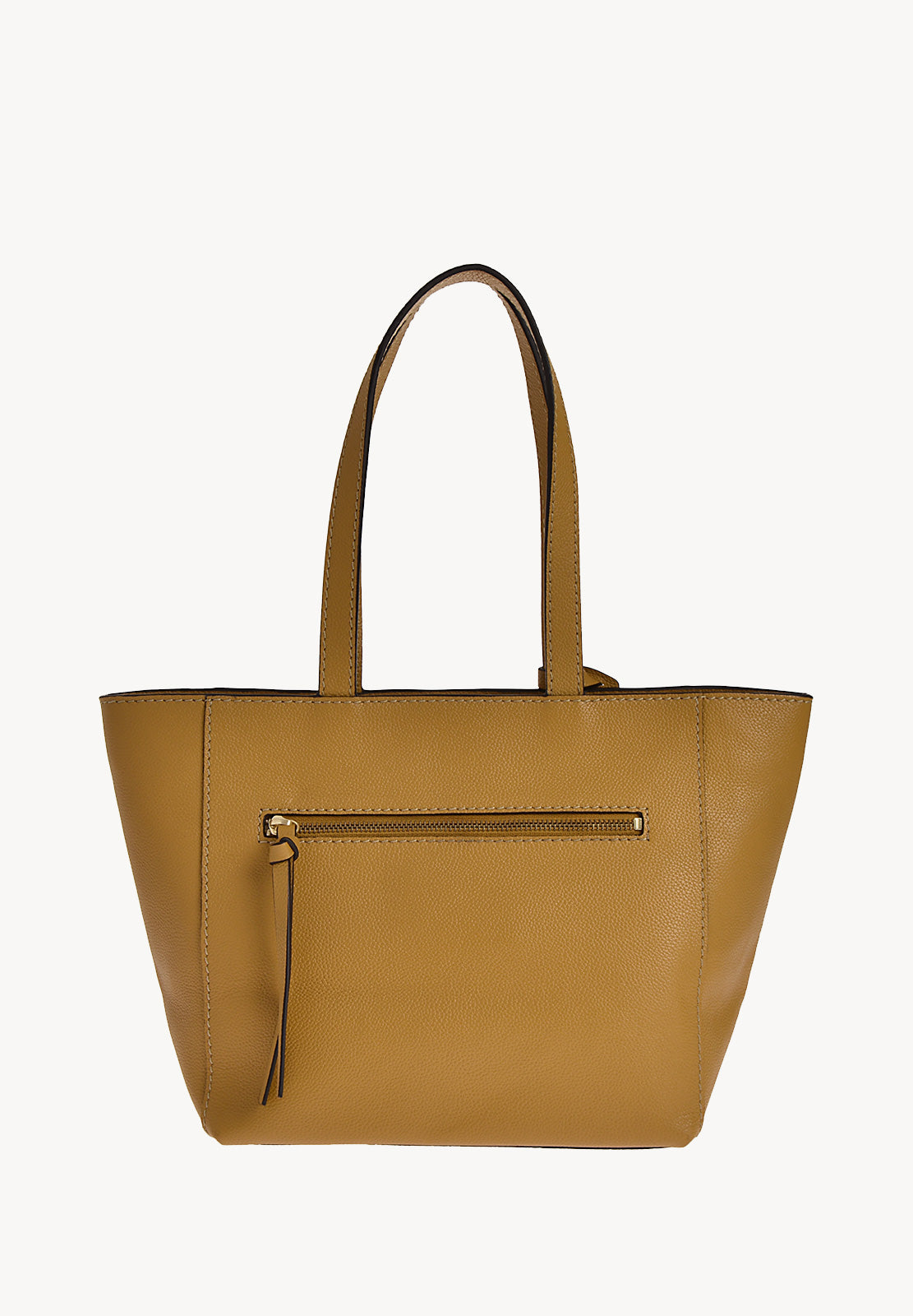 Petit cabas ZIPPÉ - Cuir grainé Moutarde