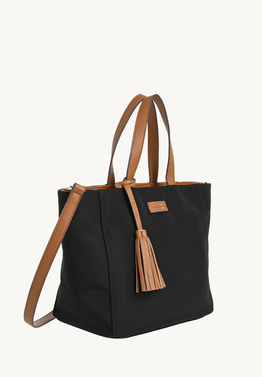 Small zipped tote bag with nylon shoulder strap, black