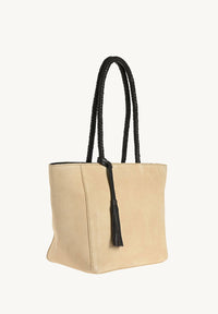 Cabas PARISIEN cuir velours- anses tressées