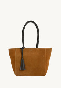 Cabas PARISIEN cuir velours- anses tressées