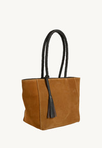 Cabas PARISIEN cuir velours- anses tressées