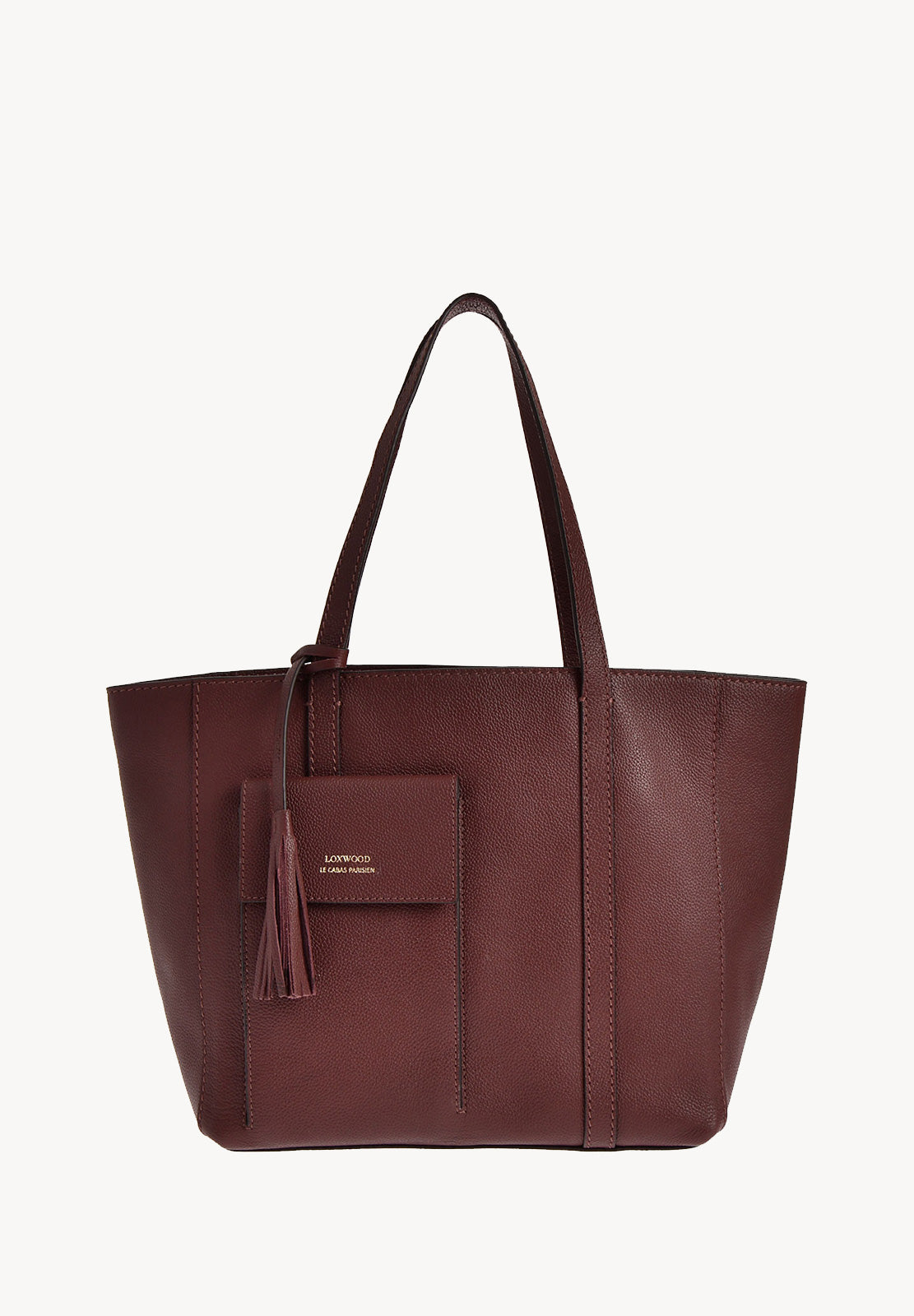 PARISIEN medium tote bag - Grained leather with front pocket